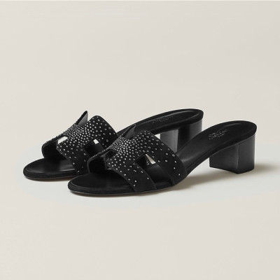 에르메스 여성 블랙 오아시스 - Hermes Womens Black Slipper - he107x