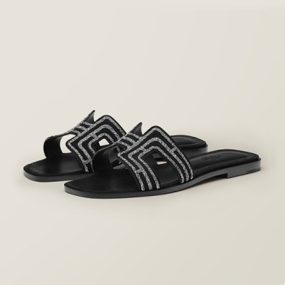 에르메스 여성 블랙 오란 - Hermes Womens Black Slipper - he114x