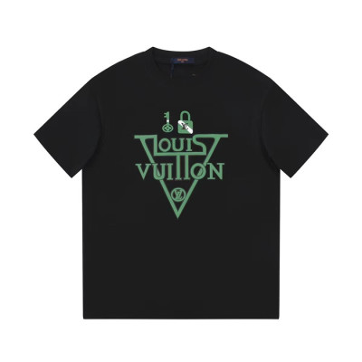 루이비통 남성 블랙 크루넥 반팔티 - Louis vuitton Mens Black Short sleeved T-shirts - lv710x