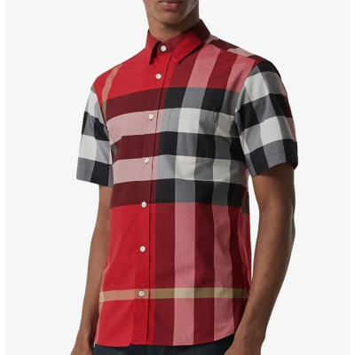 버버리 남성 베이직 레드 반팔 셔츠 - Burberry Mens Red Tshirts - bu144x