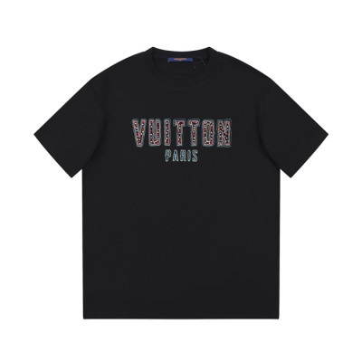 루이비통 남성 블랙 크루넥 반팔티 - Louis vuitton Mens Black Short sleeved Tshirts - lv721x