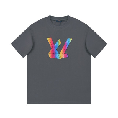 루이비통 남성 그레이 크루넥 반팔티 - Louis vuitton Mens Gray Short sleeved Tshirts - lv723x