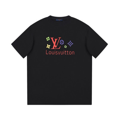 루이비통 남성 블랙 크루넥 반팔티 - Louis vuitton Mens Black Short sleeved Tshirts - lv724x