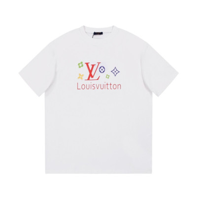 루이비통 남성 화이트 크루넥 반팔티 - Louis vuitton Mens White Short sleeved Tshirts - lv725x