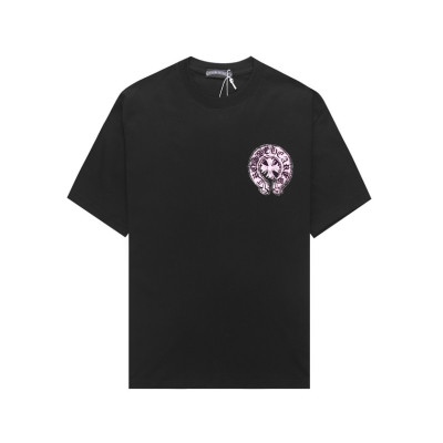 크롬하츠 남성 블랙 크루넥 반팔티 - Chrom Hearts Mens Black Short sleeved Tshirts - ch114x