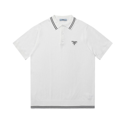 프라다 남성 화이트 폴로 반팔티 - Prada Mens White Short sleeved Tshirts - pr376x