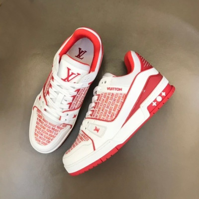 루이비통 남성 레드 스니커즈 - Louis vuitton Mens Red Sneakers - lv736x