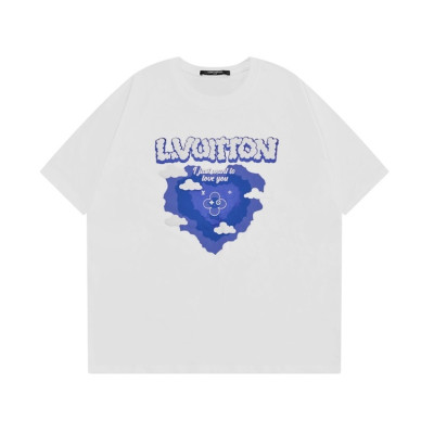 루이비통 남성 화이트 크루넥 반팔티 - Louis vuitton Mens White Short sleeved Tshirts - lv763x