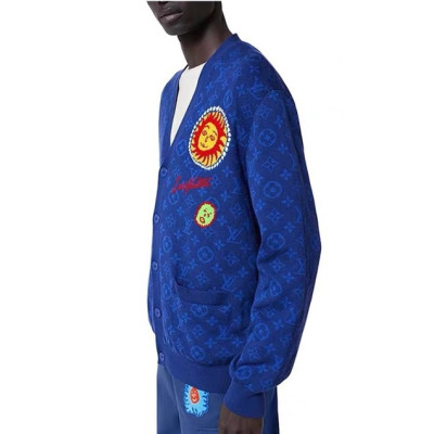 루이비통 남성 블루 브이넥 가디건 - Louis vuitton Blue Cardigan - lv775x