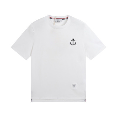 톰브라운 남성 크루넥 화이트 반팔티 - Thom Browne Mens White Tshirts - th42x