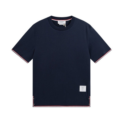 톰브라운 남성 크루넥 네이비 반팔티 - Thom Browne Mens Navy Tshirts - th44x