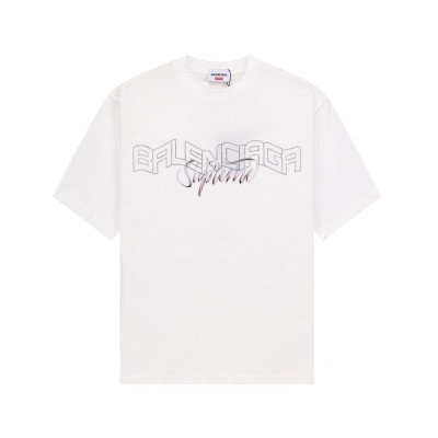 발렌시아가 남성 화이트 크루넥 반팔티 - Balenciaga Mens White Short sleeved Tshirts - ba353x