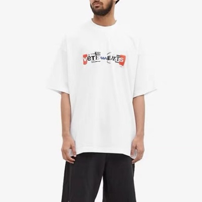 베트멍 남/녀 트렌디 화이트 반팔티 - Vetements Unisex White Tshirts - vet319x