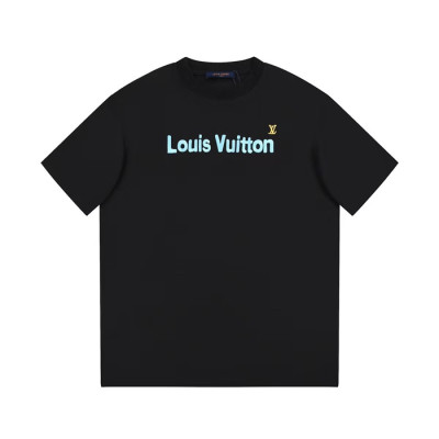 루이비통 남성 블랙 크루넥 반팔티 - Louis vuitton Mens Black Short sleeved Tshirts - lv866x