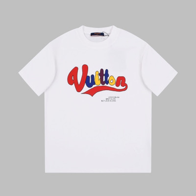 루이비통 남성 화이트 크루넥 반팔티 - Louis vuitton Mens White Short sleeved Tshirts - lv871x