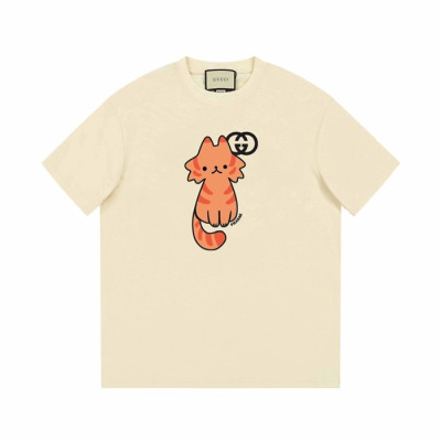 구찌 남/녀 아이보리 크루넥 반팔티 - Gucci Unisex Ivory Short sleeved Tshirts - gu654x