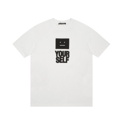 아크네 남/녀 화이트 크루넥 반팔티 - Acne Unisex White Short sleeved T-shirts - ane202x