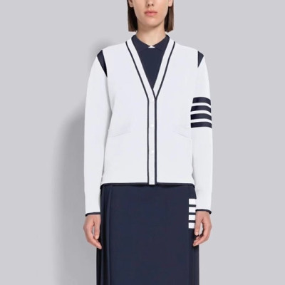 톰브라운 여성 브이넥 화이트 가디건 - Thom Browne Womens White Cardigan - th53x