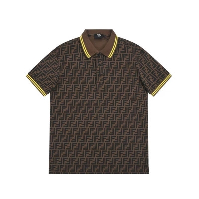 펜디 남성 브라운 폴로 반팔티 - Fendi Mens Brown Short sleeved Tshirts - fe107x