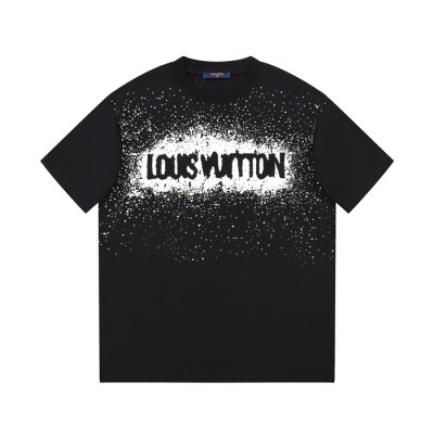 루이비통 남성 블랙 크루넥 반팔티 - Louis vuitton Mens Black Short sleeved Tshirts - lv919x