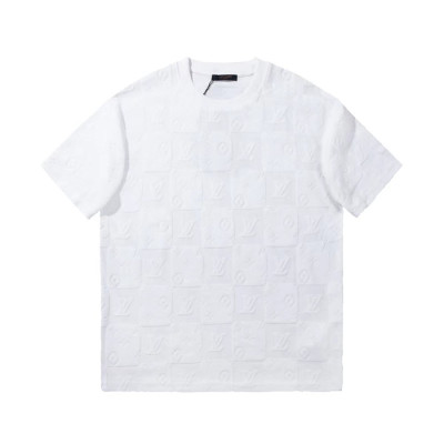 루이비통 남성 화이트 크루넥 반팔티 - Louis vuitton Mens White Short sleeved Tshirts - lv922x