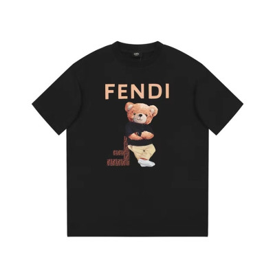 펜디 남성 블랙 크루넥 반팔티 - Fendi Mens Black Short sleeved Tshirts - fe109x