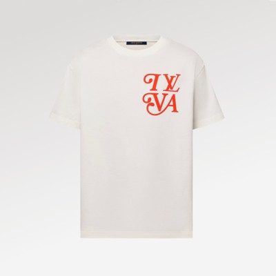 루이비통 남성 아이보리 크루넥 반팔티 - Louis vuitton Mens Ivory Short sleeved Tshirts - lv933x