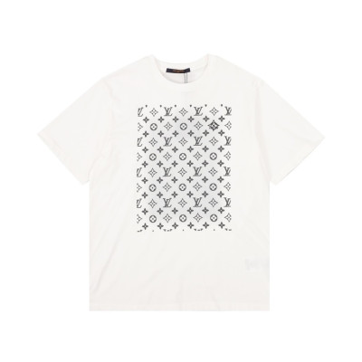 루이비통 남성 화이트 크루넥 반팔티 - Louis vuitton Mens White Short sleeved Tshirts - lv938x