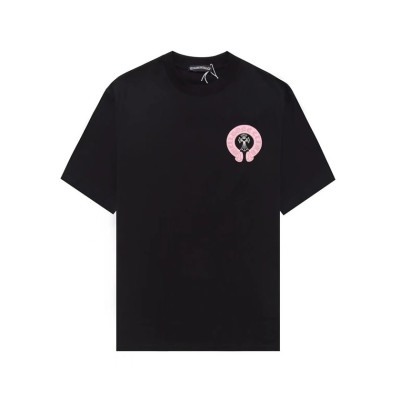 크롬하츠 남성 블랙 크루넥 반팔티 - Chrom Hearts Mens Black Short sleeved Tshirts - ch141x