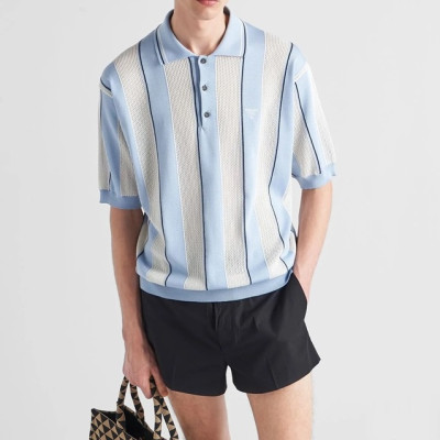 프라다 남성 블루 폴로 반팔티 - Prada Mens Blue Short sleeved Tshirts - pr504x