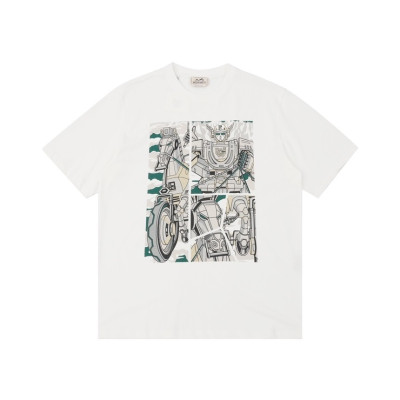 에르메스 남성 화이트 크루넥 반팔티 - Hermes Mens White Short sleeved Tshirts - he172x