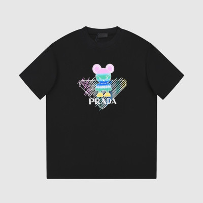 프라다 남성 크루넥 블랙 반팔티 - Prada Mens Black Short sleeved Tshirts - pr509x