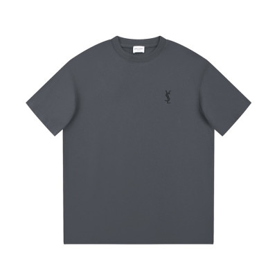 입생로랑 남성 그레이 크루넥 반팔티 - Saint laurent Mens Gray Short sleeved Tshirts - ysl361x