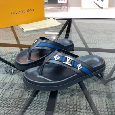 루이비통 남성 블루 슬리퍼 - Louis vuitton Mens Blue Slippers - lv992x