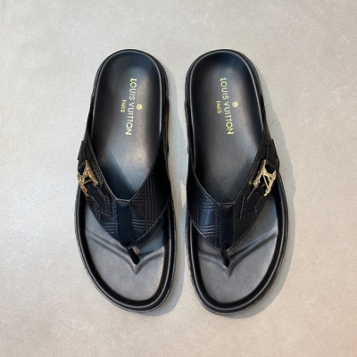 루이비통 남성 블랙 슬리퍼 - Louis vuitton Mens Black Slippers - lv998x