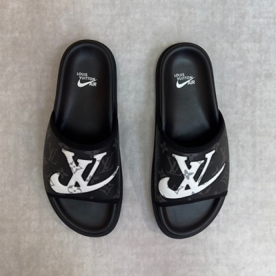 루이비통 남성 블랙 슬리퍼 - Louis vuitton Mens Black Slippers - lv1002x