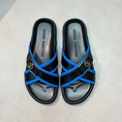 루이비통 남성 블루탭 슬리퍼 - Louis vuitton Mens Blue Tap Slippers - lv1043x