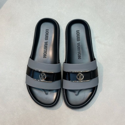 루이비통 남성 그레이탭 슬리퍼 - Louis vuitton Mens Gray Tap Slippers - lv1049x