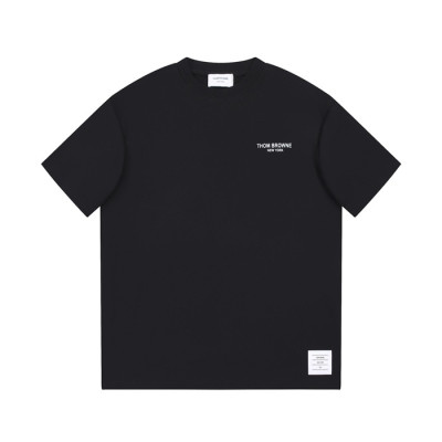 톰브라운 남성 크루넥 블랙 반팔티 - Thom Browne Mens Black Tshirts - th58x