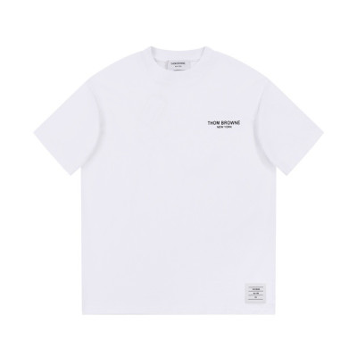 톰브라운 남성 크루넥 화이트 반팔티 - Thom Browne Mens White Tshirts - th59x