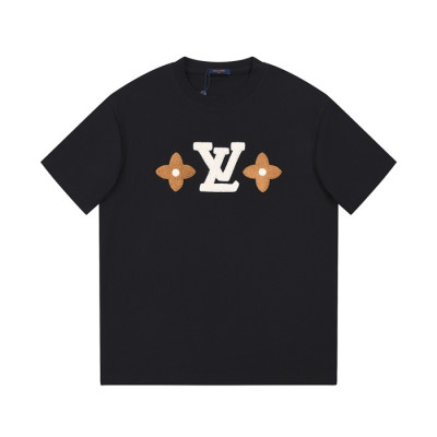 루이비통 남성 블랙 크루넥 반팔티 - Louis vuitton Mens Black Short sleeved Tshirts - lv1056x