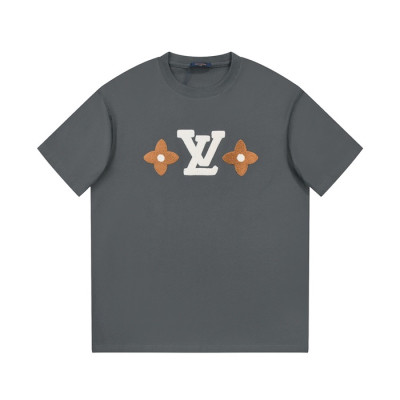 루이비통 남성 그레이 크루넥 반팔티 - Louis vuitton Mens Gray Short sleeved Tshirts - lv1057x