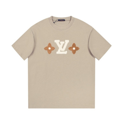 루이비통 남성 베이지 크루넥 반팔티 - Louis vuitton Mens Beige Short sleeved Tshirts - lv1058x