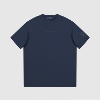 루이비통 남성 네이비 크루넥 반팔티 - Louis vuitton Mens Navy Short sleeved Tshirts - lv1076x