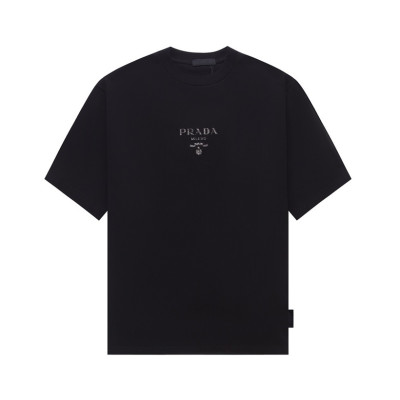 프라다 남성 크루넥 블랙 반팔티 - Prada Mens Black Short sleeved Tshirts - pr527x