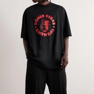 베트멍 남/녀 트렌디 블랙 반팔티 - Vetements Unisex Black Tshirts - vet356x