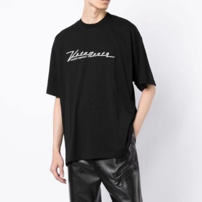 베트멍 남/녀 트렌디 블랙 반팔티 - Vetements Unisex Black Tshirts - vet358x