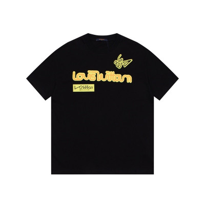 루이비통 남성 블랙 크루넥 반팔티 - Louis vuitton Mens Black Short sleeved Tshirts - lv1093x