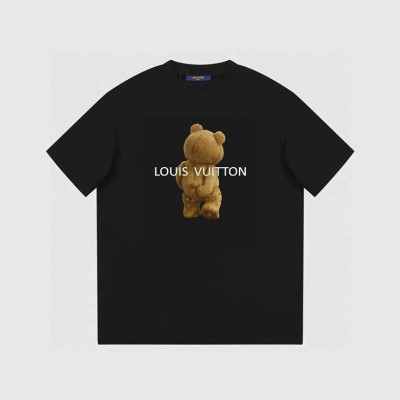 루이비통 남성 블랙 크루넥 반팔티 - Louis vuitton Mens Black Short sleeved Tshirts - lv1095x