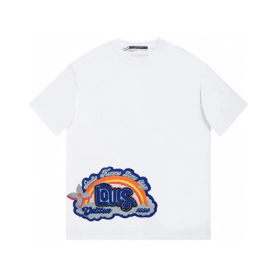 루이비통 남성 화이트 크루넥 반팔티 - Louis vuitton Mens White Short sleeved Tshirts - lv1100x